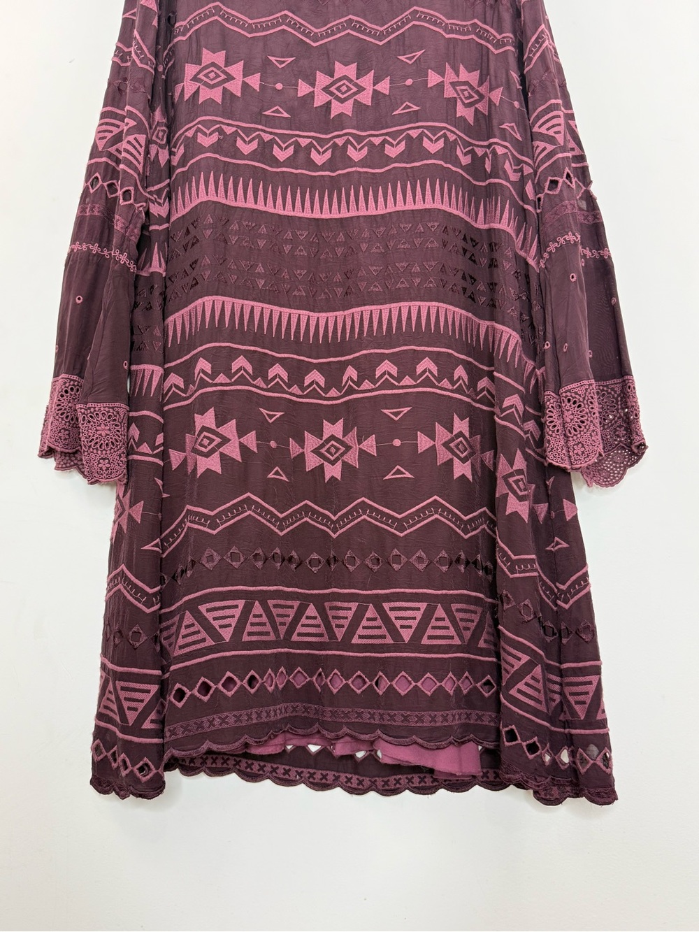 Johnny Was Long Sleeve Shift Dress Size XL Embroidered Bohemian Western - Picture 9 of 16